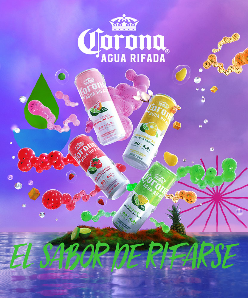 El sabor de rifarse — latas Corona Agua Rifada